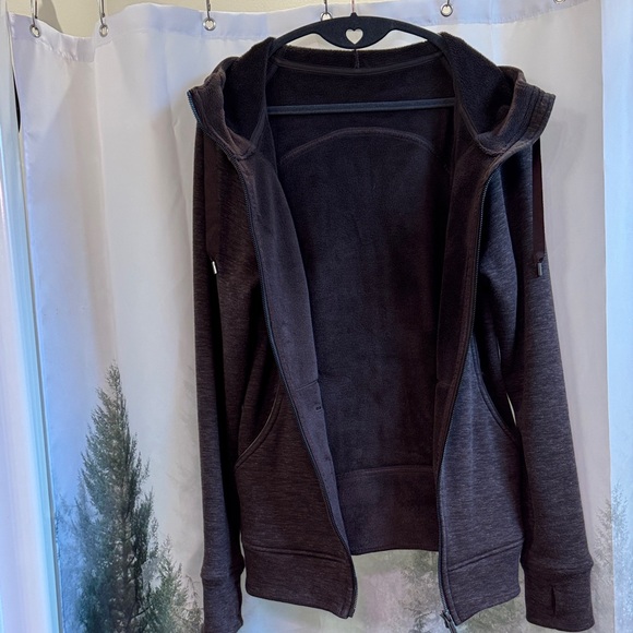 Lululemon Heathered Espresso Plush Scuba Zip-Up Hoodie size 12 - Picture 10 of 11